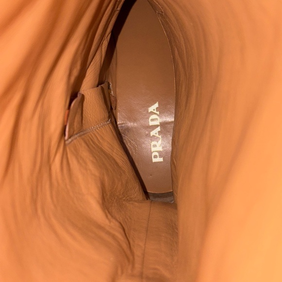 Prada Vintage Slouch Leather Mid-Calf Boots Camel Tan Made in Italy Size 41 / 10 - Picture 8 of 9